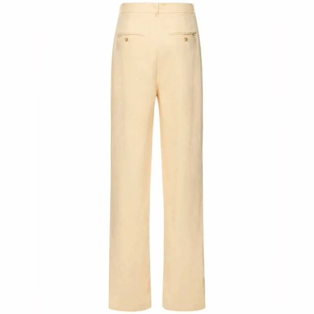 NWT Anine Bing Jay Straight Cream Pants Linen Size 30